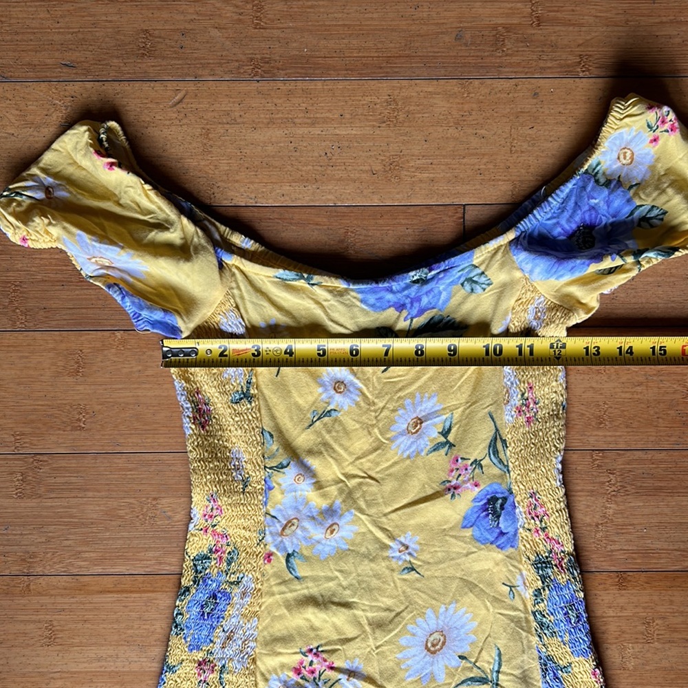 Yellow Floral Mini Dress - Forever 21 S - Picture 3 of 7
